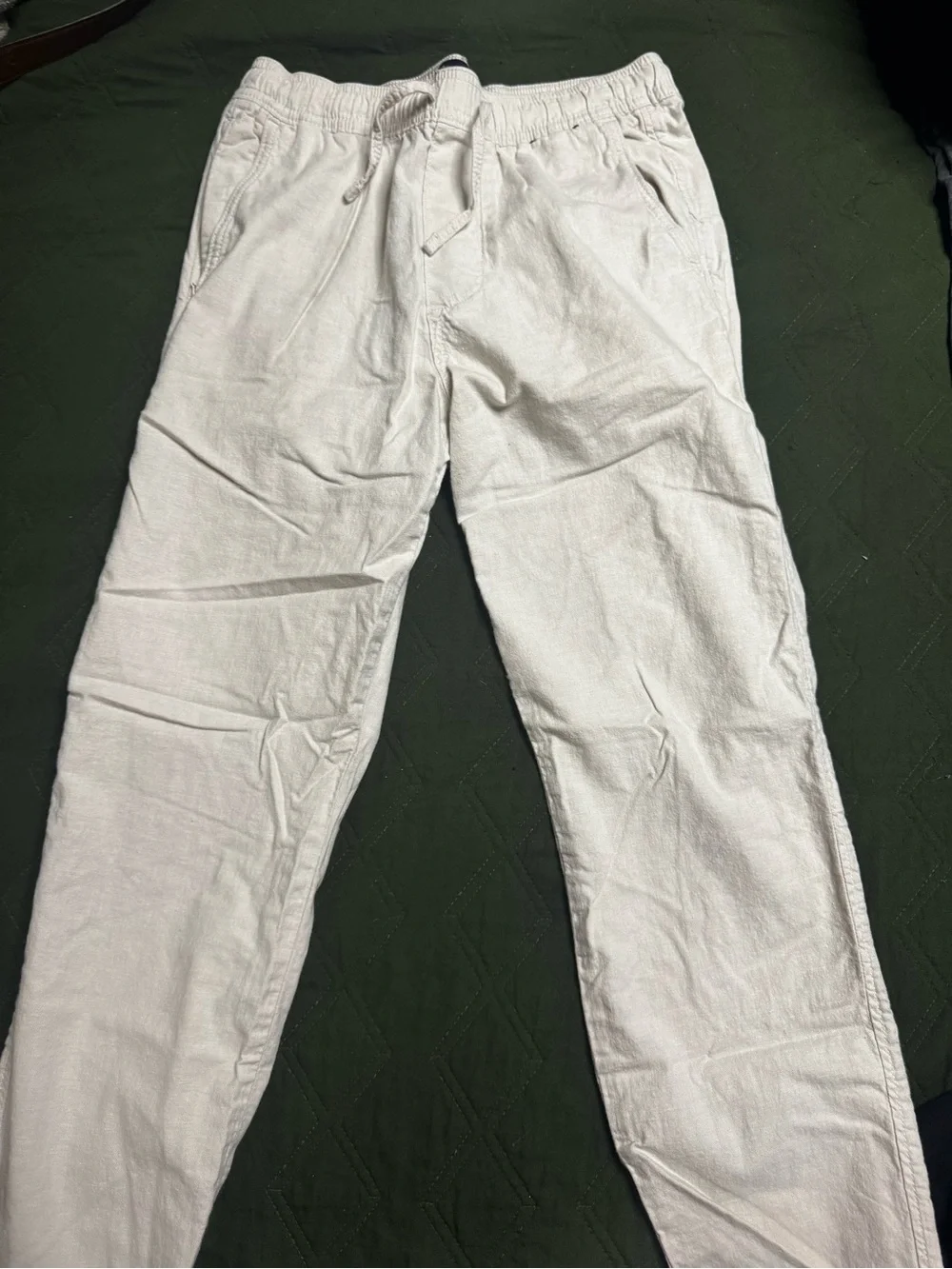 Hollister Men’s Light Cream Drawstring Chinos Linen
